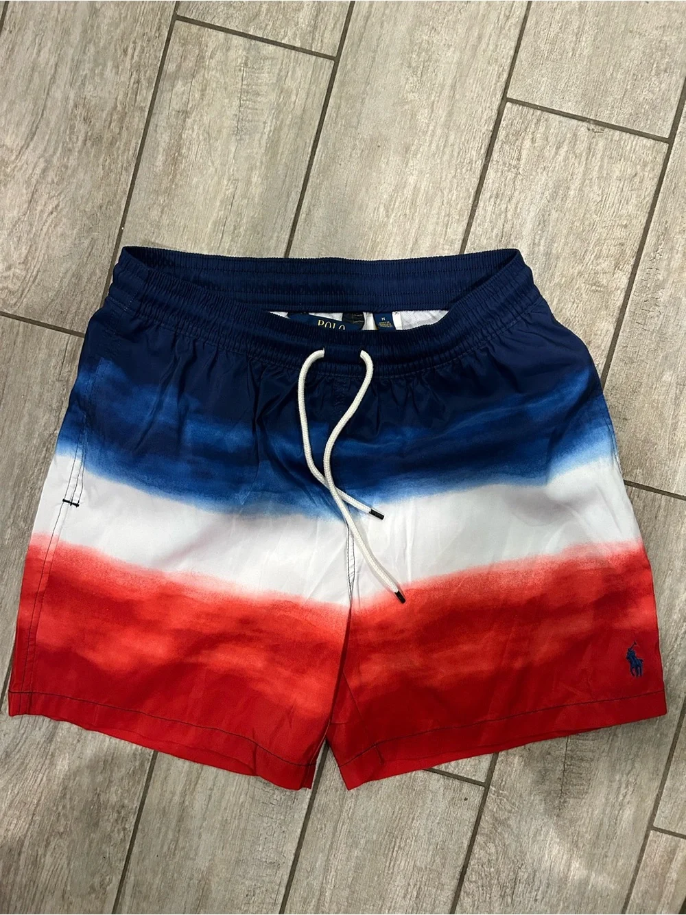 Ralph Lauren Polo traveler, swim shorts, swim trunks, Limited, USA, red white M
